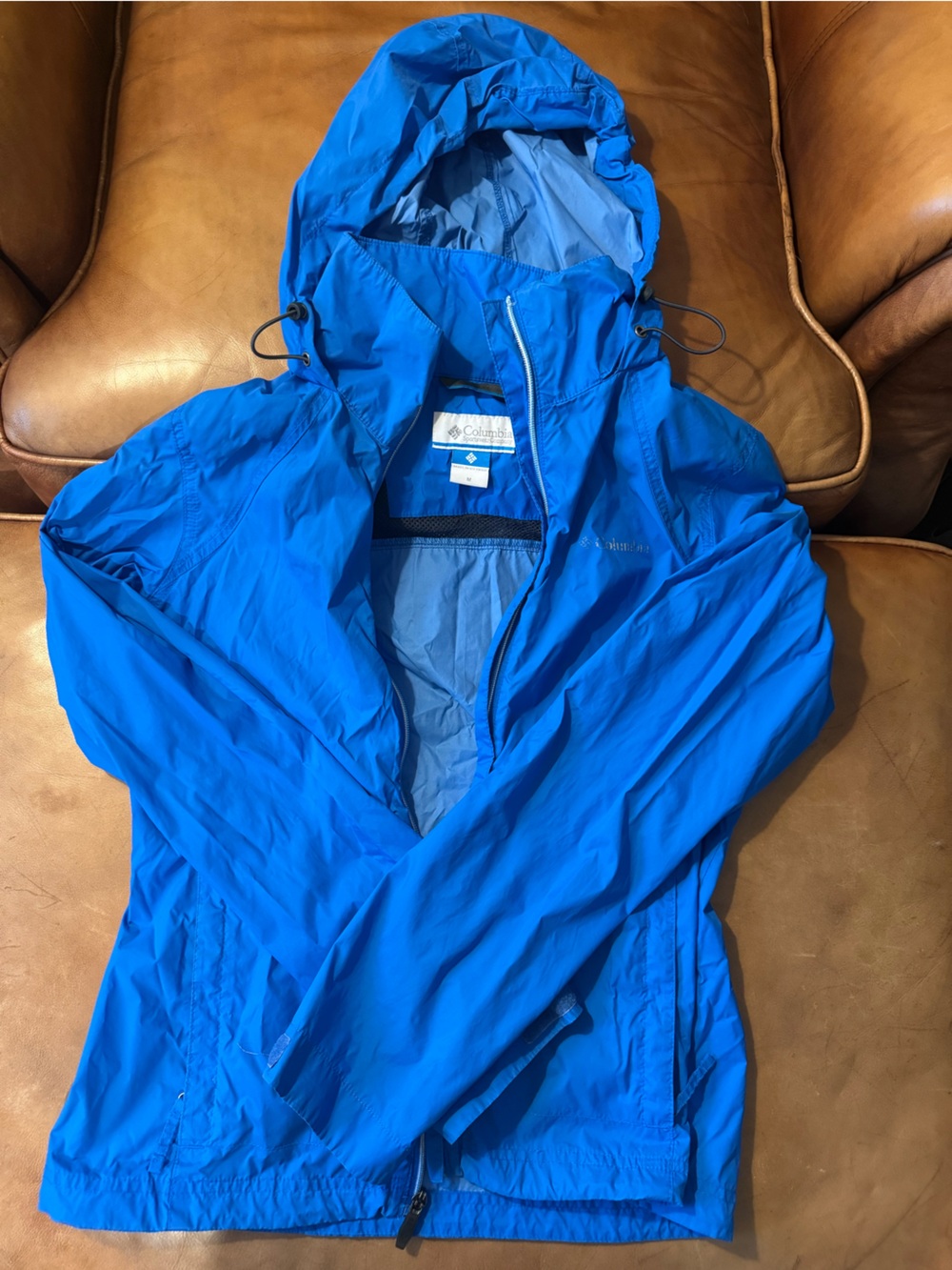 Columbia Switchback II Women’s Medium Blue Hooded Rain Jacket